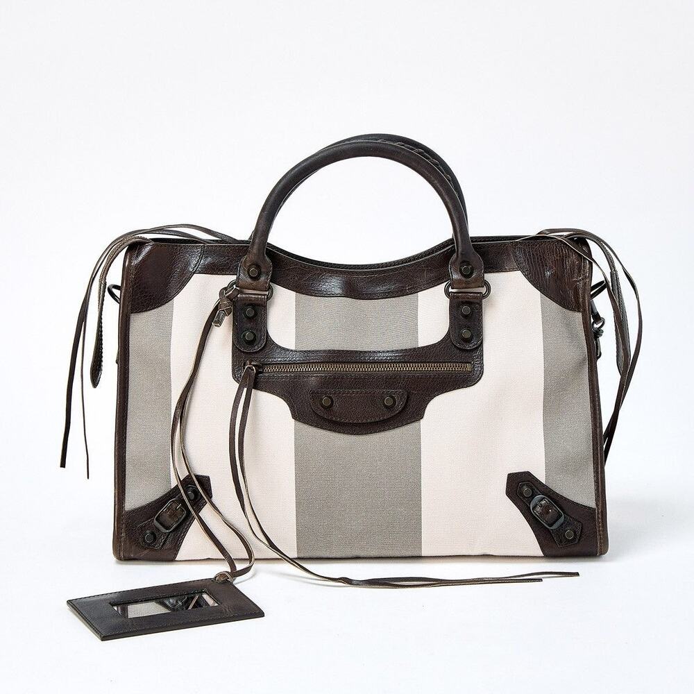 Balenciaga City Handbag Brown Beige Matte Gold